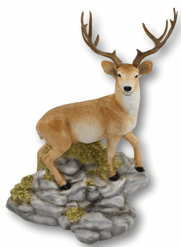Figura Decorativa Animal Ciervo en las Rocas Colección Castagna De Resin H 37 CM - Imagen 4 de 8