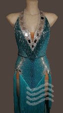 L2272 beading halter neck women Specialty Rhythm/ Latin dress UK 6 US 4 green