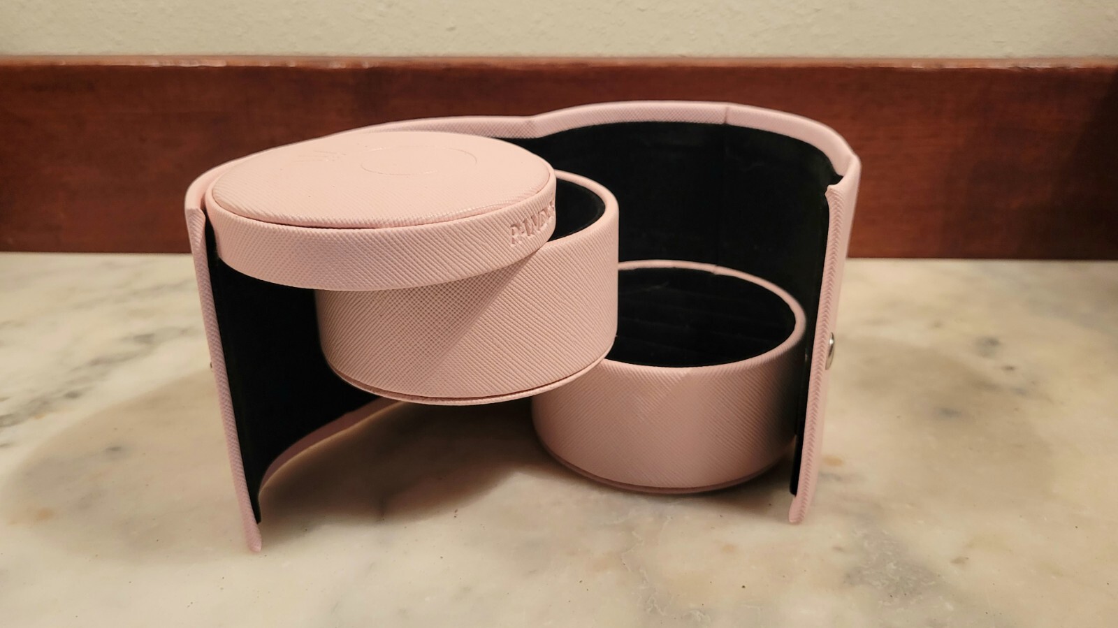 Pandora Blush Pink Travel Jewelry Case with Slide Open Design