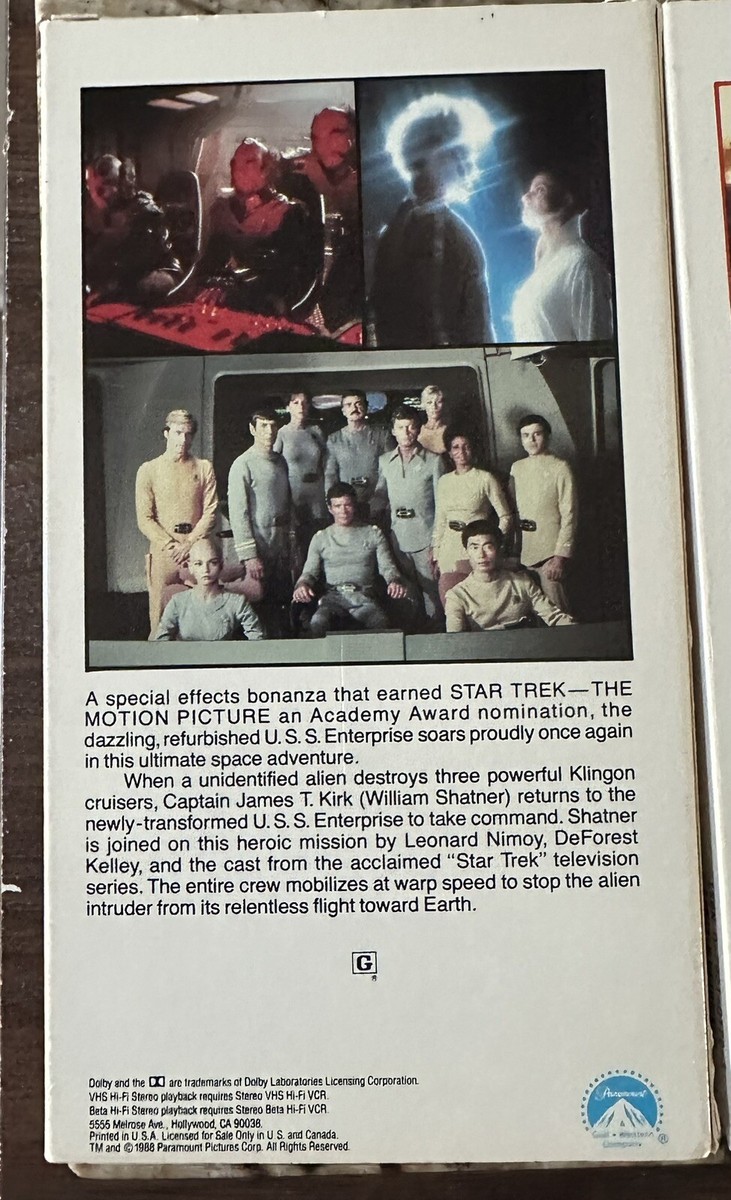 Star Trek Motion Picture 1, 2, & 3 Original Paramount VHS Tape Lot