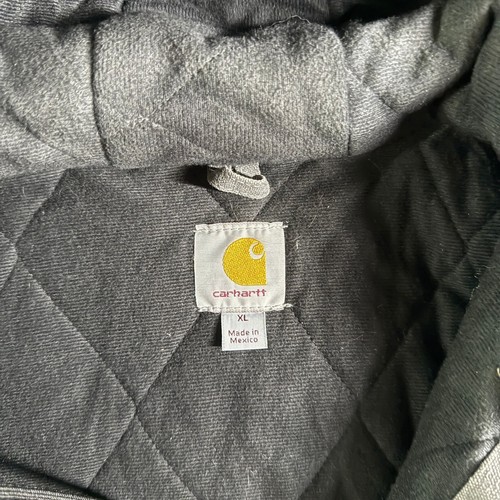Vintage Carhartt Hooded Jacket Quilted Lined Workwear J130 Gray Wash Coat Grau XL - Bild 4 von 9
