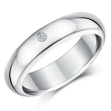 9ct Hollow White Gold Court Diamond Wedding Ring 6mm