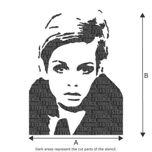 Twiggy Stencil - Reusable Wall stencil - Wall Art - DIY Art - Famous Faces-10343 - Picture 2 of 7