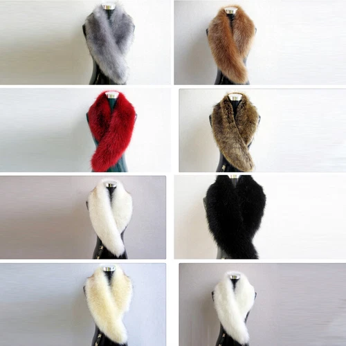 Luxury Fluffy Faux Fox Fur Fur Collar Women Thick Warm Furry Scarf - Bild 6 von 27