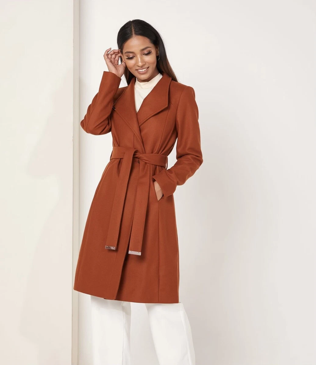 NWT Ted Baker Ellgenc Long Belted Wrap Coat - Heather Grey - Size