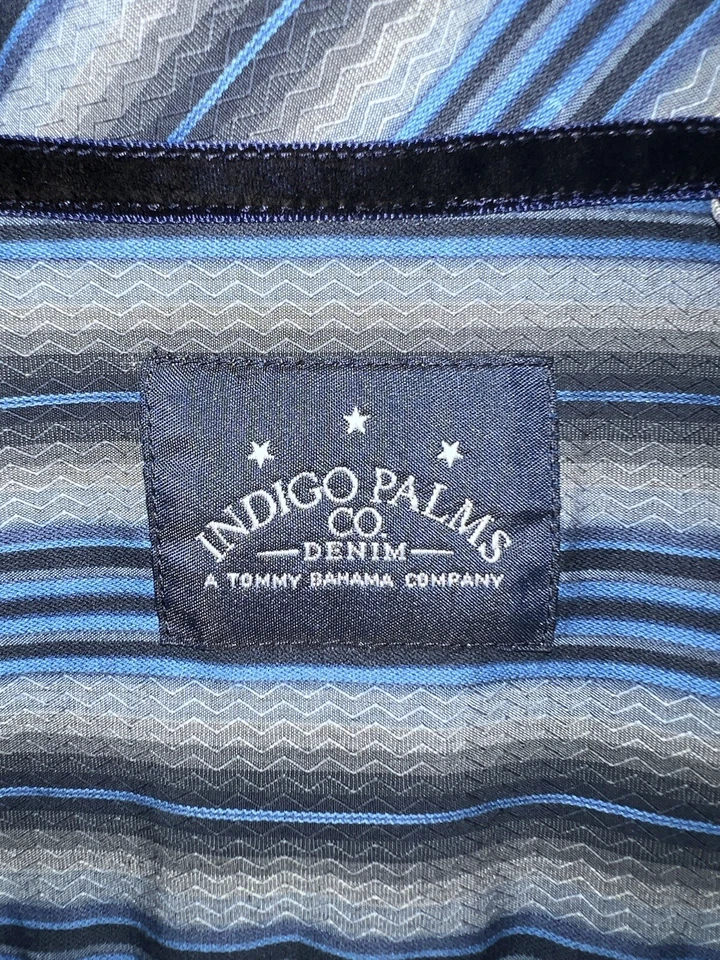 Indigo Palms Shirt Mens Medium Multicolor Long Sleeve 100% Cotton Striped - Image 3 of 4