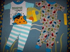 Sesame Street Pajama Set Boys 2pc Sleepwear 2T 3T 4T 5T Monster Cookie New