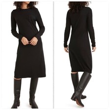  Madewell Long Sleeve Pocket Tee Ribbed Dress Women Black S
