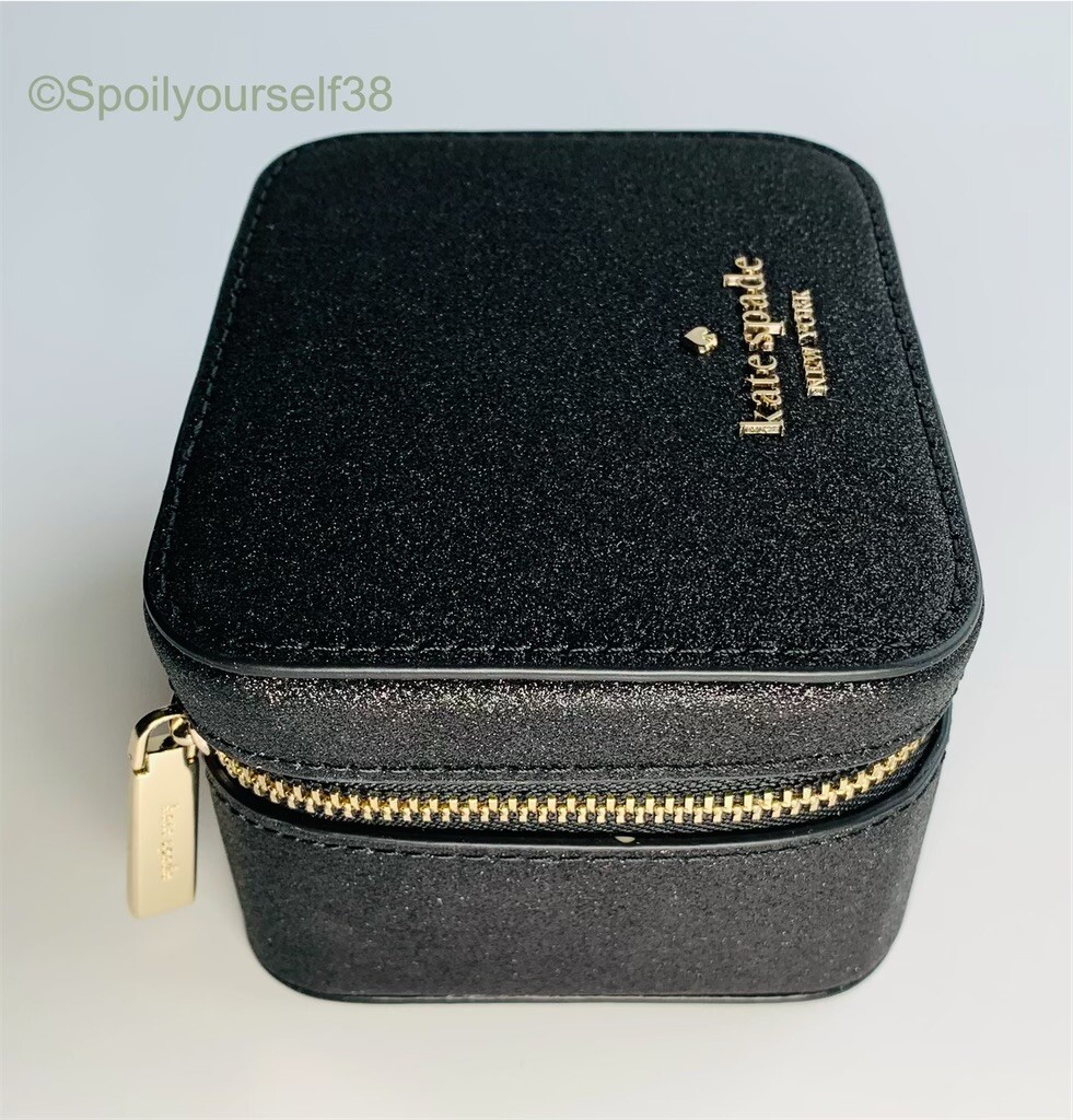 NEW Kate Spade Tinsel Boxed Jewelry Holder K9257 Black Glitter eBay