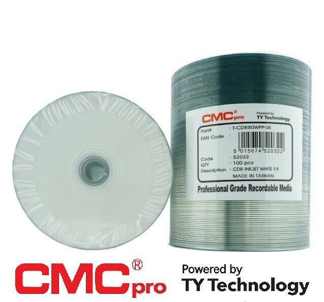 100 Taiyo Yuden JVC CMC PRO PRINTABLE Blank CD-R 48x 52X 80min CD discs 52032