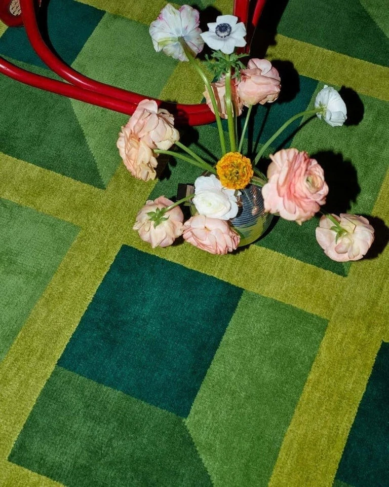 5x8|6x9|8x10|9x12| Green Brick box illusion NZ woolen carpet area rug any room - Image 4 of 4