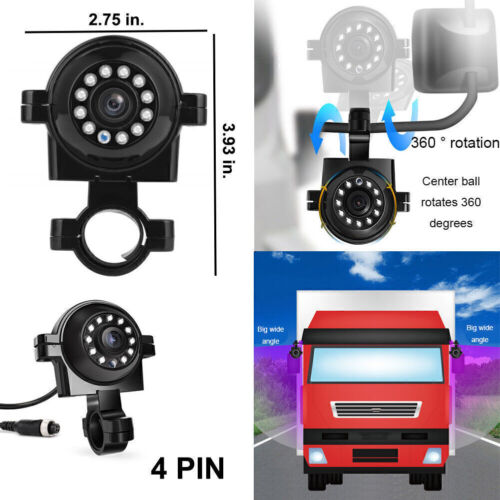 9" Quad Split Monitor HD Side Rear View Back Camera For Semi Truck RV Caravan - Picture 8 of 12