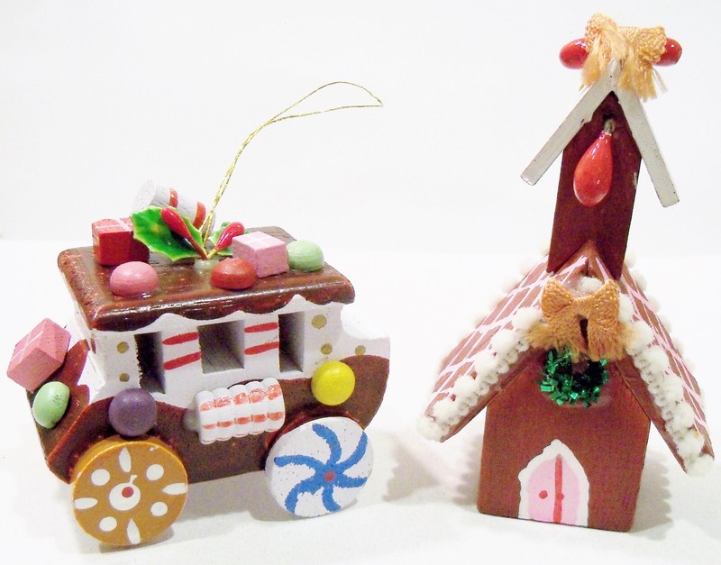 Church Chapel Stagecoach Candy Sweets Wooden Wood Kurt S Adler Vintage Ornaments