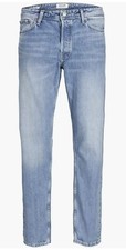 Jack & Jones Men's  Plain Jeans With Button Fastening Blue