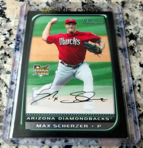 MAX SCHERZER 2008 Bowman #1 Draft Pick Rookie Card Logo RC 2xWS Champs Blue Jays
