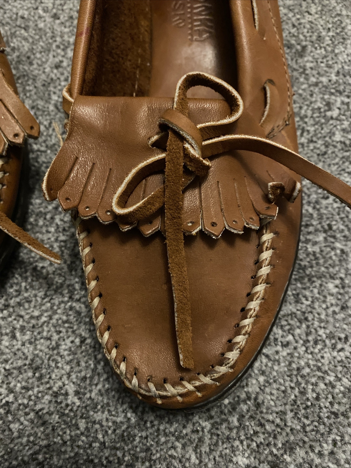 Brown Leather Fringe Moccasins Made In USA Very Lightly Used US9 UK7 eBay