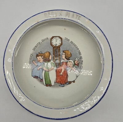 Vintage Roseville Baby's Plate Nursery Rhyme Hickory Dickory Dock 7''x1''