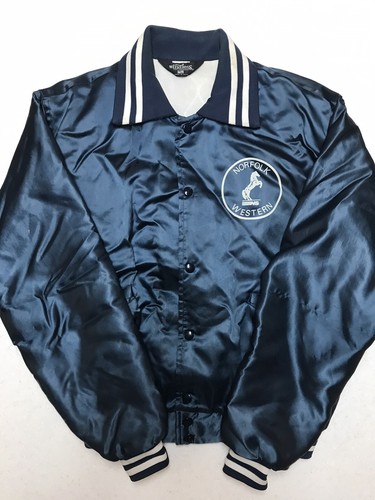 VTG Norfolk Western Southern Railroad Blue Windbreaker Windless Jacket Size L