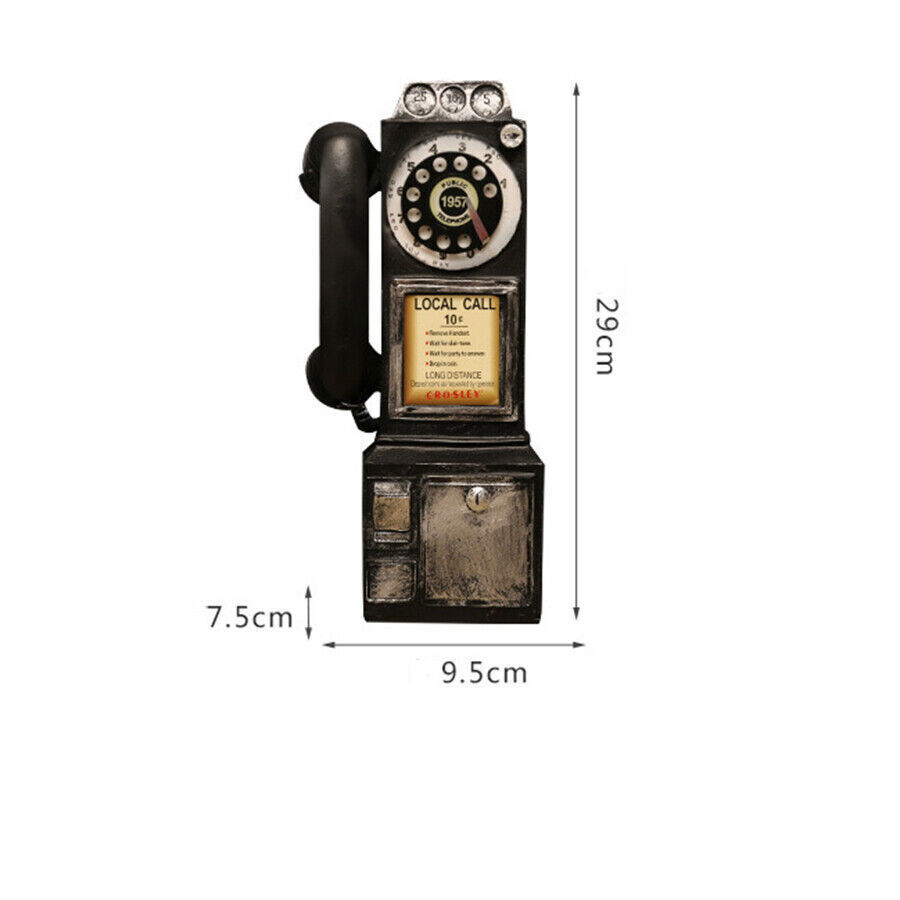 Vintage Wall-Mounted Pay Phone Model Booth Telephone Figurine