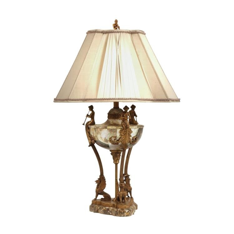 Maitland Smith Exquisite Brass Neo Table Lamp - Lipshell Inlaid