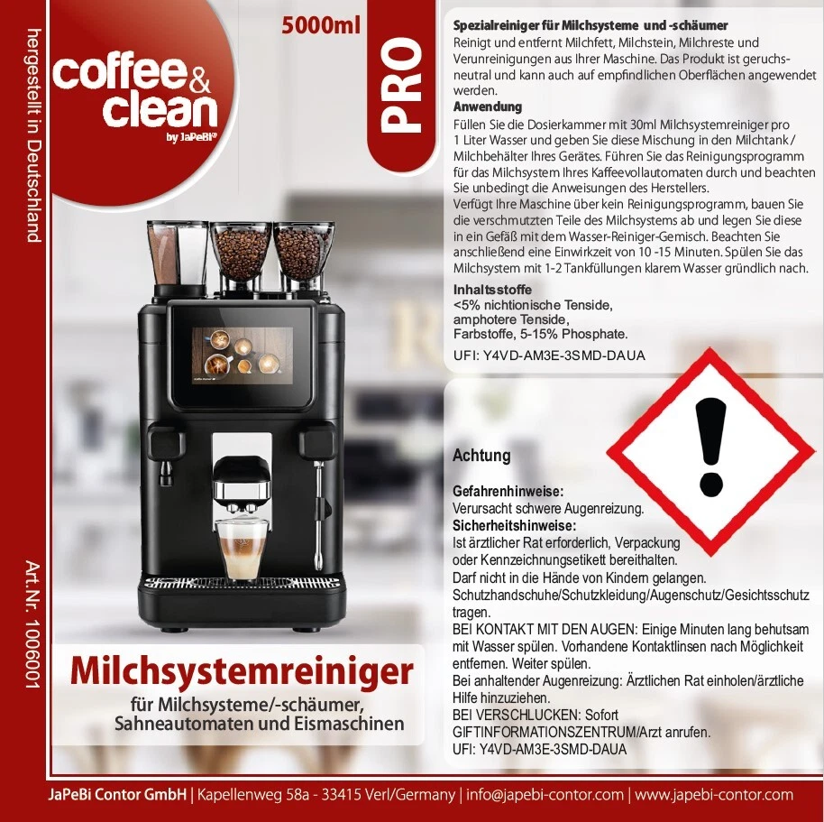 5L Milchsystemreiniger Milchschaumreiniger für Bartscher Jura Melitta Saeco WMF - Bild 3 von 3