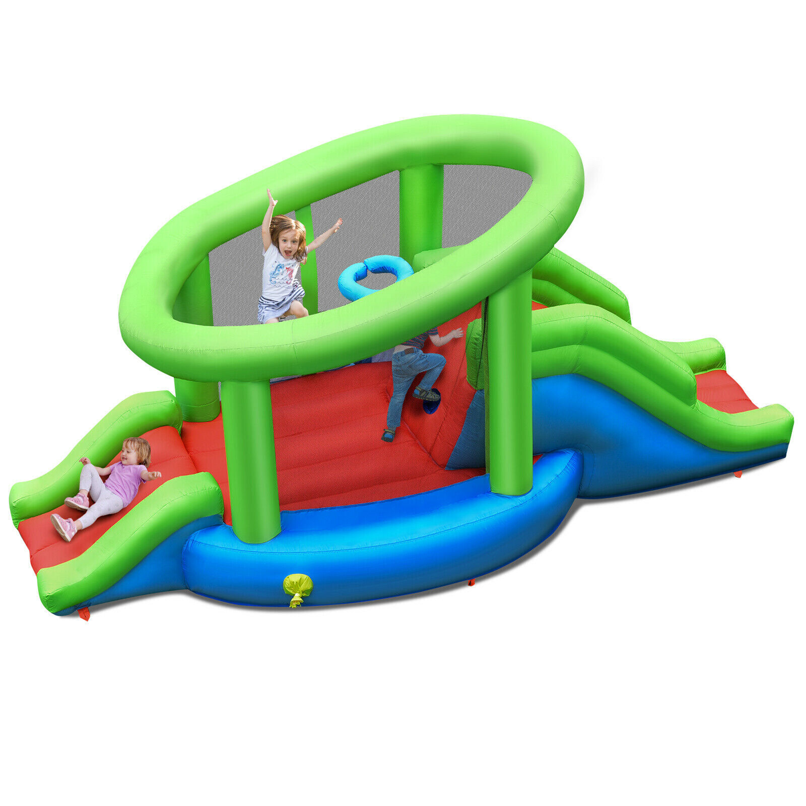 Inflatable Snail Bounce House Dual Slide Basketball Game Without