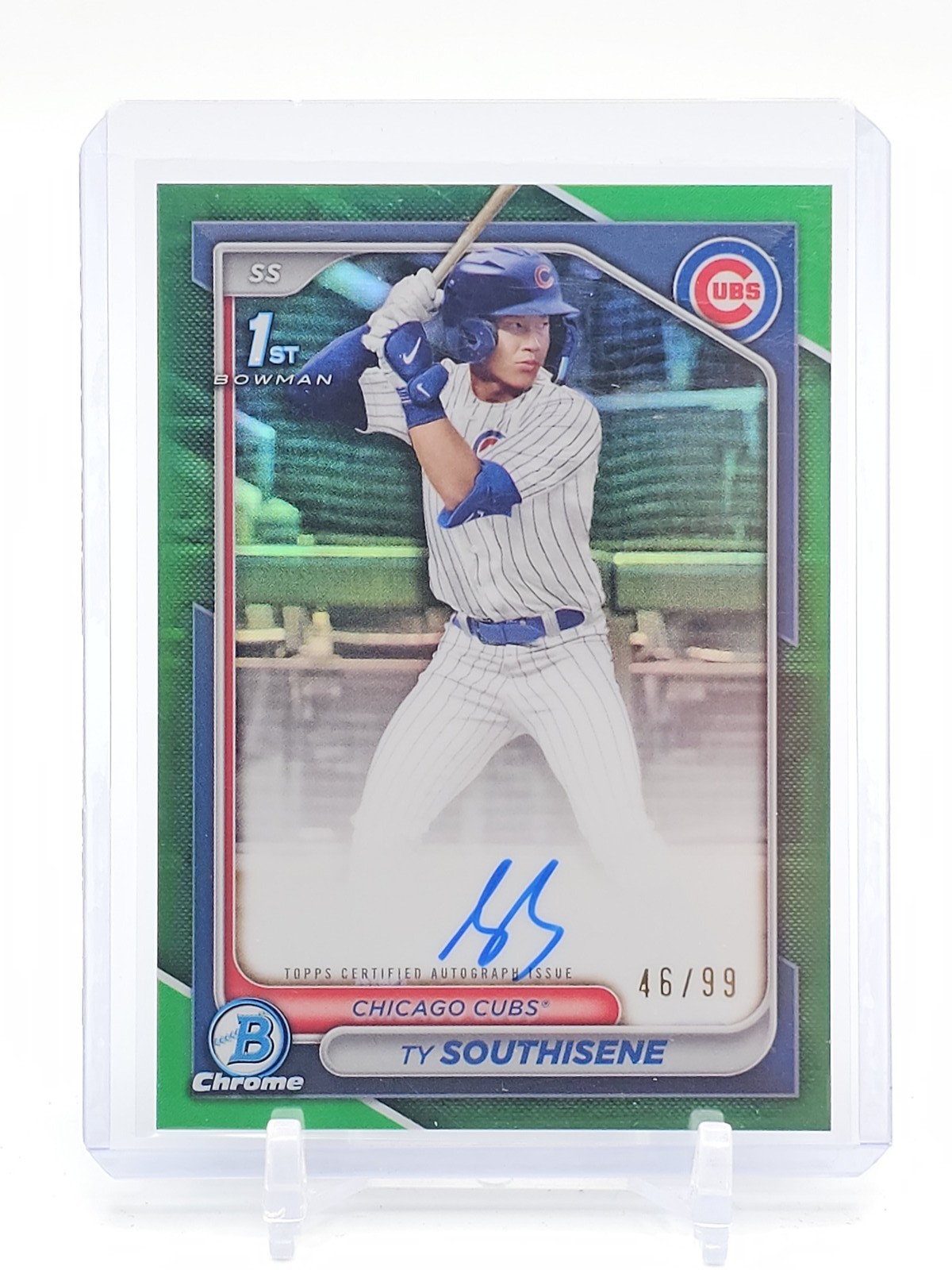 TY SOUTHISENE 2024 BOWMAN CHROME DRAFT GREEN 1ST ROOKIE AUTO /99 CUBS Q5431