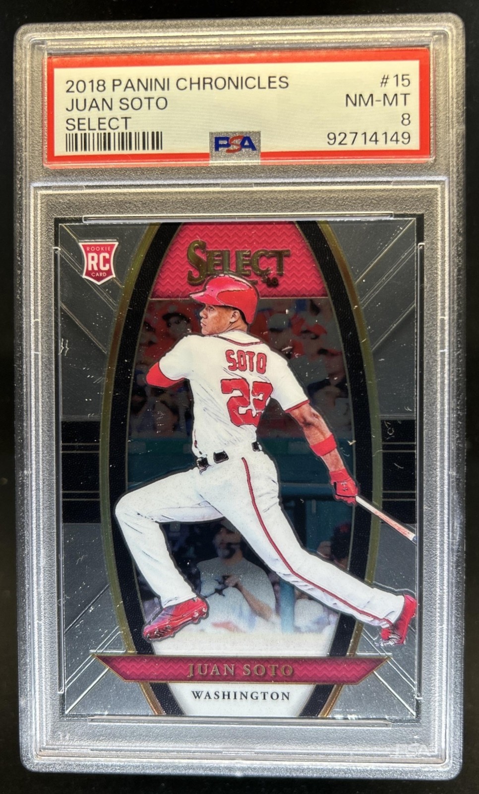 2018 Chronicles Juan Soto Select RC Rookie #15 Nationals PSA 8