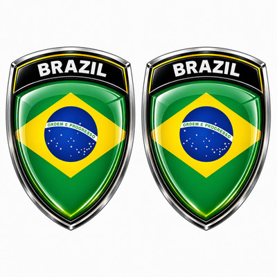 Brazil Wappen Aufkleber 2 Stück 3D Gel Emblem Brasilien Auto Motorrad