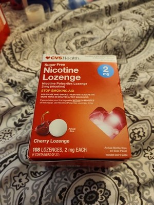 CVS Health Sugar Free NICOTINE LOZENGES 2MG 108 CHERRY Stop Smoking Aid NEW 4/26