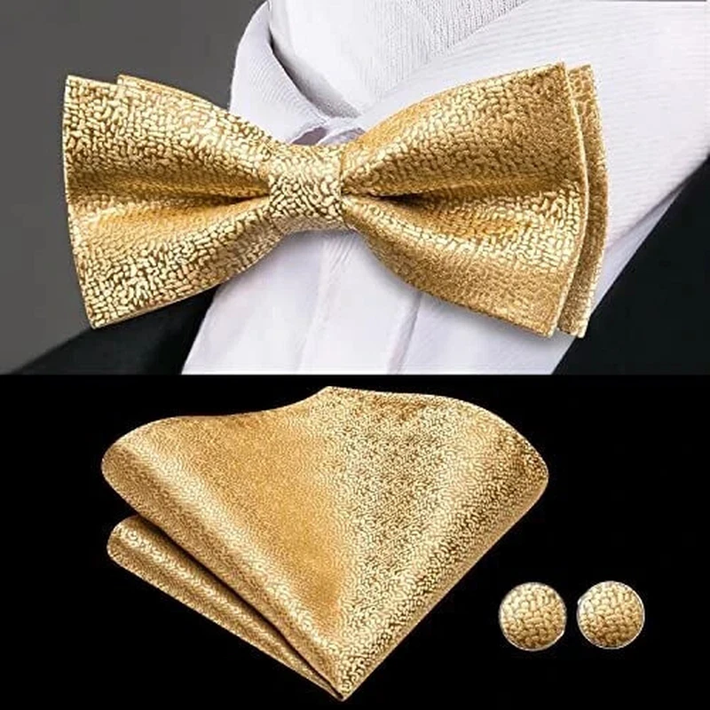 Conjunto de faja y pajarita ajustable de seda para hombre de oro oscuro con Foto 4 de 4