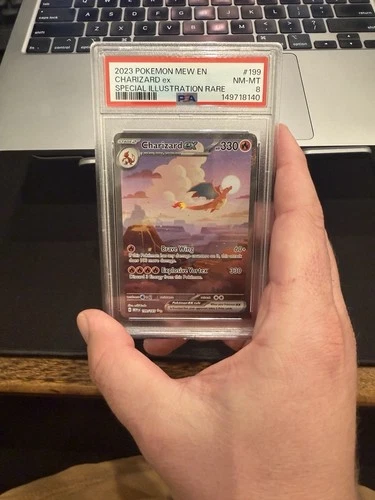 2023 POKEMON MEW EN-151 SPECIAL ILLUSTRATION RARE #199 CHARIZARD EX PSA 8 NM-MT