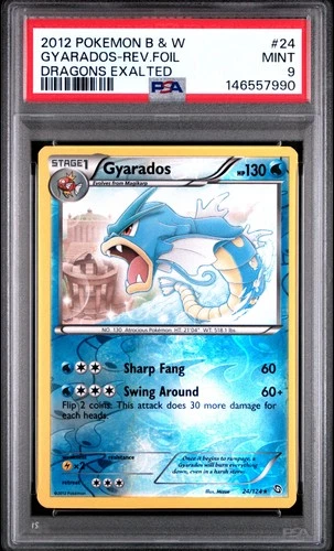 2012 POKEMON BLACK & WHITE DRAGONS EXALTED #24 GYARADOS-REVERSE FOIL PSA 9