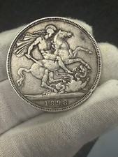 1898 One Crown Coin , Sterling Silver  LXII Edge Queen Victoria