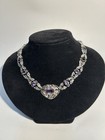 1920s Antique Edwardian Style Sterling Silver Purple Paste Lavaliere Necklace — photo 3