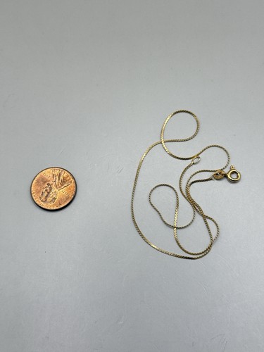 VTG 14k 585 Yellow Gold Dainty Serpentine Chain Necklace Italy 15” Fine Estate - Picture 3 of 6