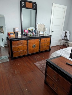 Vintage Stanley Furniture Burlwood Chinisoire Armoire,Dresser,Mirror,Nightstands  | eBay