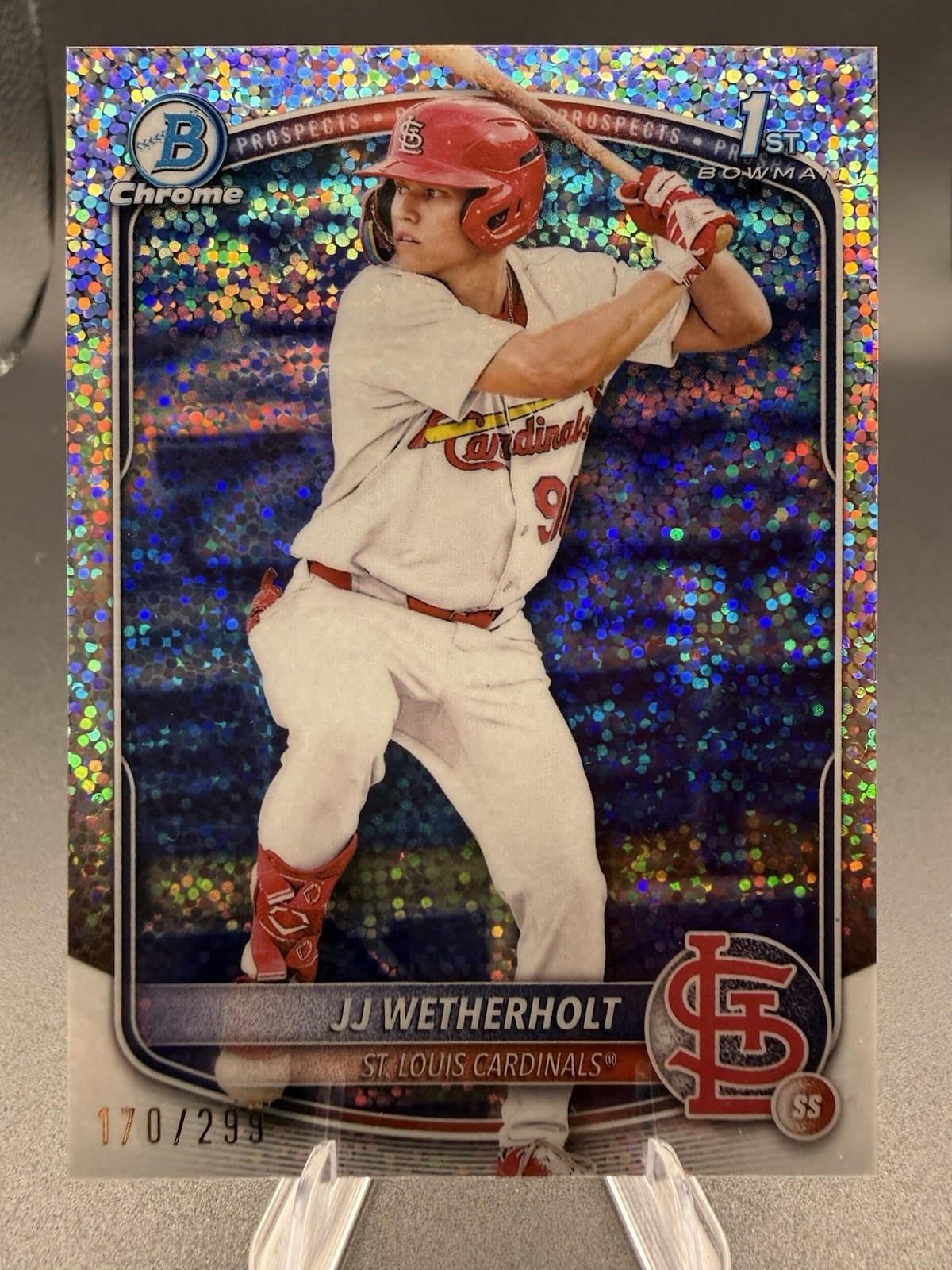 2025 Bowman JJ Wetherholt 1st Bowman Chrome Speckle Refractor /299 #BCP-22