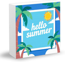 Summer Decoration for Home Hello Summer Wooden Sign Farm House Indoor Decoration