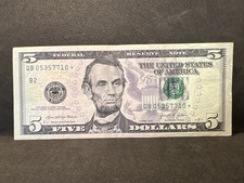 $5 Dollar Bill Federal Reserve Star Note series 2021 New York QB 05357710*