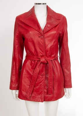 Andrew Marc Lambskin Leather Short Belted Trench sz S 1990s