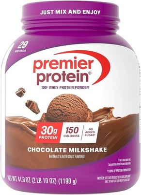 Premier Protein Powder, Chocolate Milkshake, 30g Protein, 1g Sugar, 41.9oz