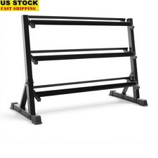 Heavy Duty 3 Tier Dumbbell Rack Steel Storage Shelves Fitness Equipment 1000LB