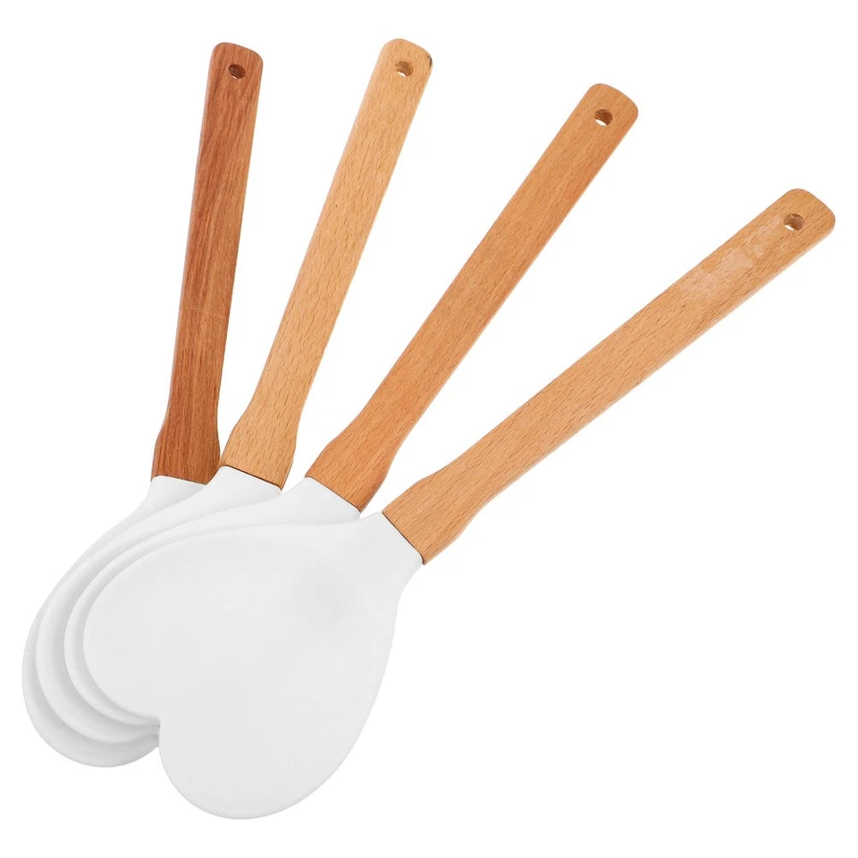 Cucchiaio in silicone a forma di cuore: spatola resistente al calore con manico - Immagine 4 di 4