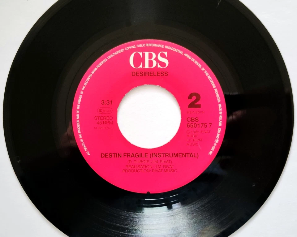 Desireless – Voyage Voyage (1986) Single, Vinyl, 7", Synth-Pop, gebraucht - Bild 4 von 4