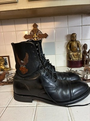 Harley Davidson Flying EAGLE Vintage Black Lace up Motorcycle Biker Boots 11.5 D
