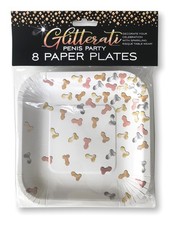 Glitterati Penis Party Paper Plates 7" - 8 Count Bachelorette Party Decor