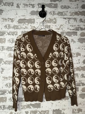 super cute! nikka k Yin Yang Cardigan Sweater - Brown Beige - Size Large