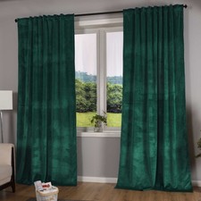 Tenda oscurante "Milano" velluto passante verde 2 pezzi HxL 235x135 cm