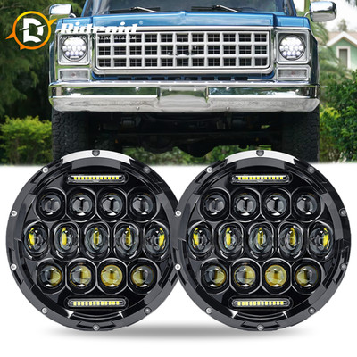 Pair For Chevy C10 C20 C30 G10 G20 K10 7'' inch Round LED Headlights Hi/Low Beam